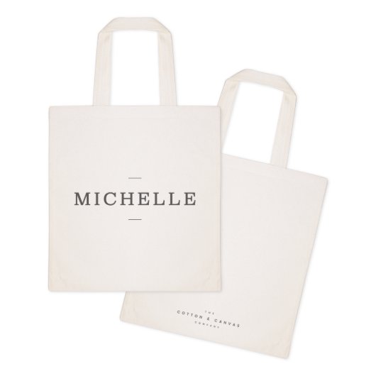Personalized Modern Name Cotton Canvas Tote Bag (Front and Back)