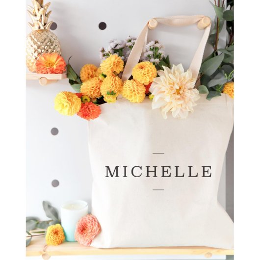 Personalized Modern Name Cotton Canvas Tote Bag (Front)