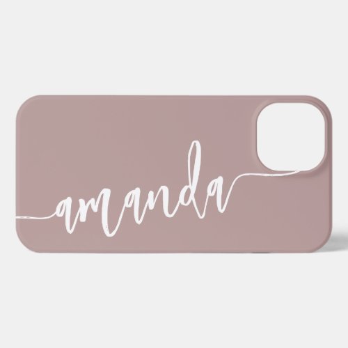 Personalized Modern Name Dusty Rose iPhone 13 Case