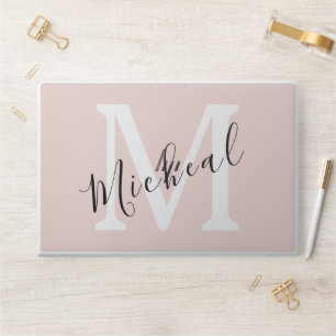 Personalized Modern Name Monogram Pink HP Laptop Skin