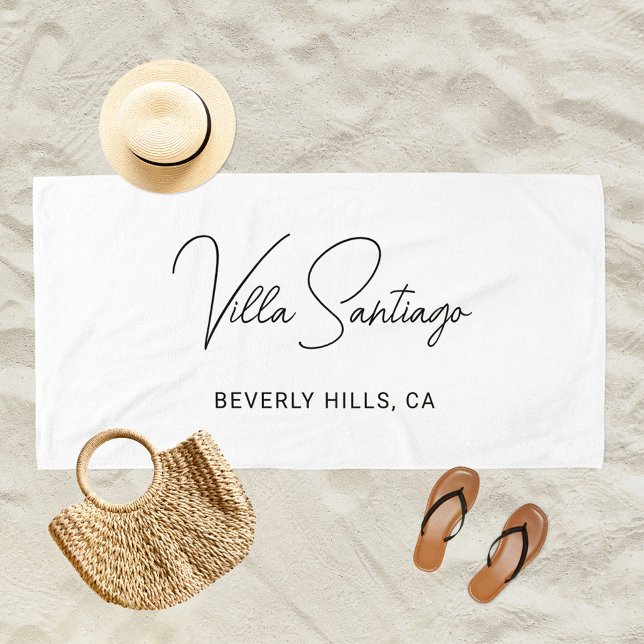 Personalized Modern Name of Home Residence Beach Towel (Creator Uploaded)