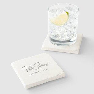 Personalized Modern Name of Home Residence Stone Coaster