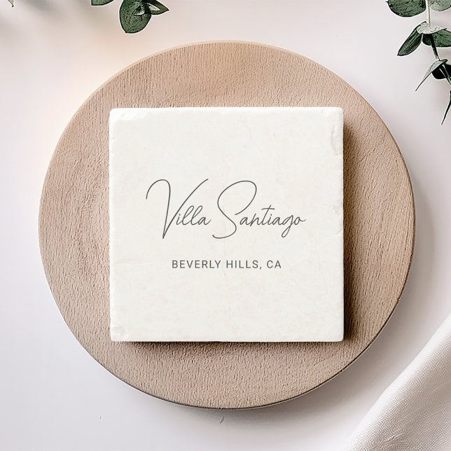 Personalized Modern Name of Home Residence Stone Coaster (Creator Uploaded)