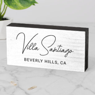 Personalized Modern Name of Home Residence Wooden Box Sign