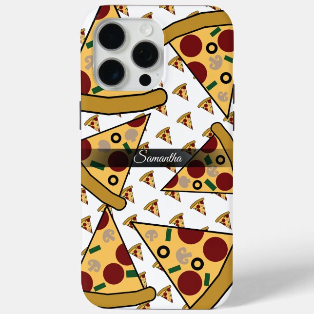 Personalized Modern Name Slice Pizza Pink Case-Mate iPhone Case (Back)