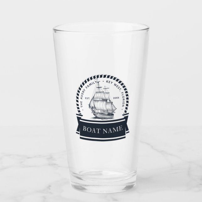 Personalized Modern Nautical Blue Glass (Front)