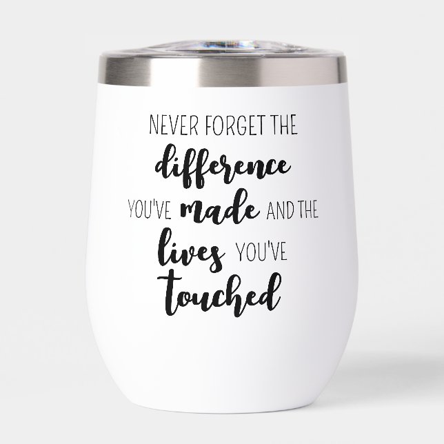 Personalized Modern Never Forget Retirement Thermal Wine Tumbler (Front)