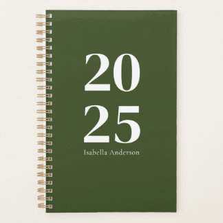 Personalized Modern Olive Green Monthly/Weekly Planner