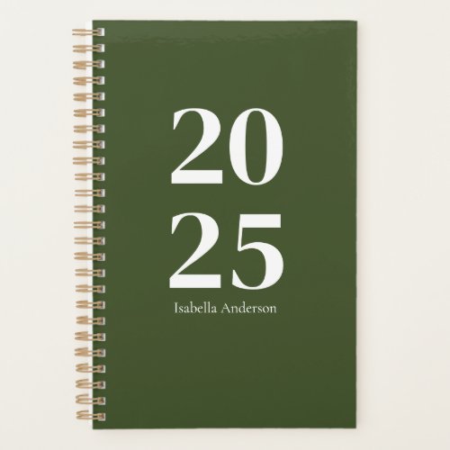 Personalized Modern Olive Green MonthlyWeekly Planner