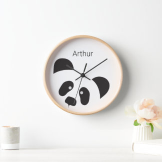 Personalized Modern Panda Nursery Child's Room Clock