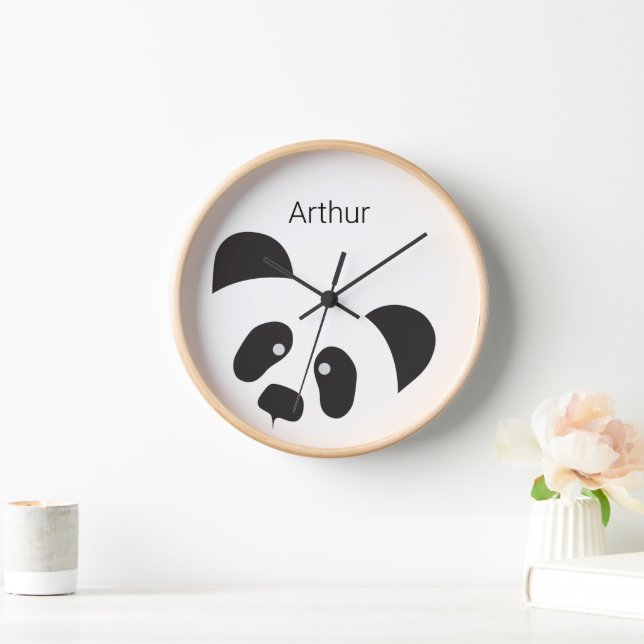 Personalized Modern Panda Nursery Child's Room Clock (Home)