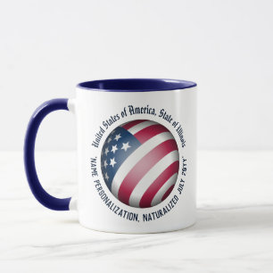 Personalized Modern Patriotic USA Flag Globe Mug