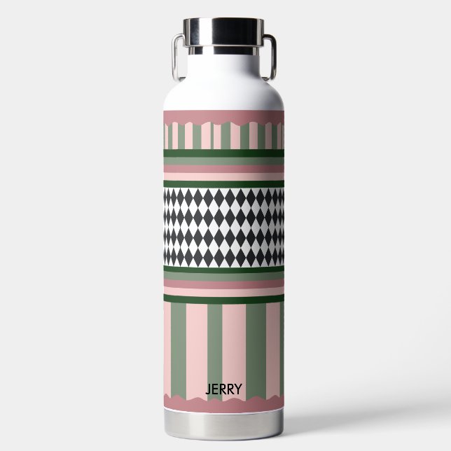 Personalized Modern Pattern Water Bottle (Front)