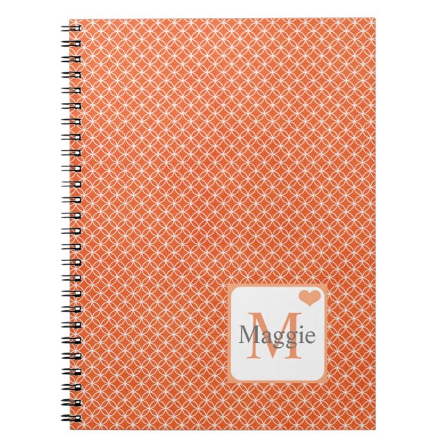 Personalized Modern Peach Design  Notebook (Front)