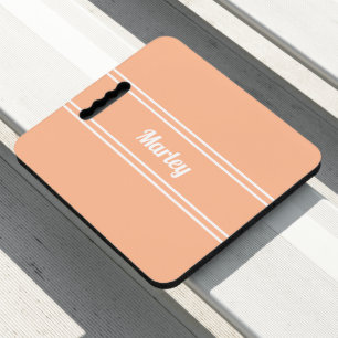 Personalized Modern Peach & White Minimalist Name Seat Cushion