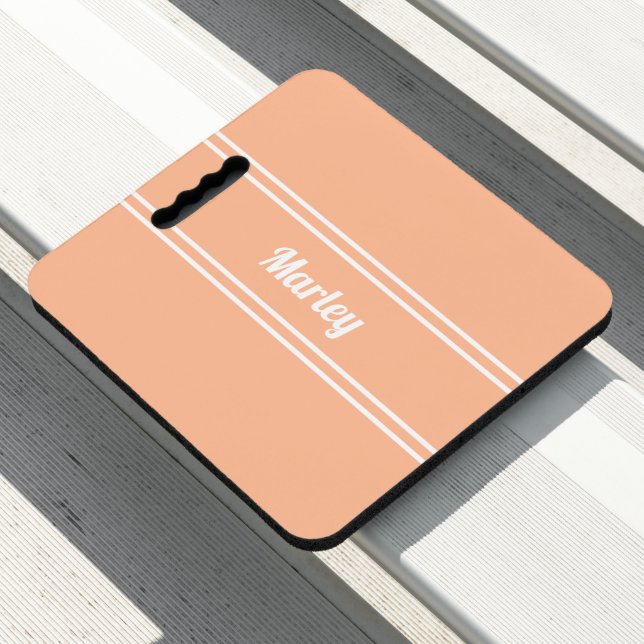 Personalized Modern Peach & White Minimalist Name Seat Cushion (In Situ)