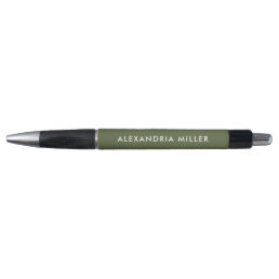 Personalized Modern Pen Olive Green and White 