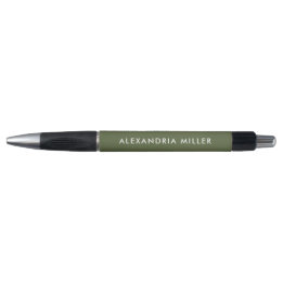 Personalized Modern Pen Olive Green and White 