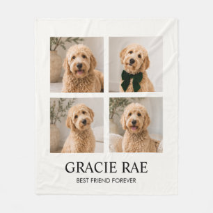 Personalized Modern Pet Photo Collage Fleece Blanket