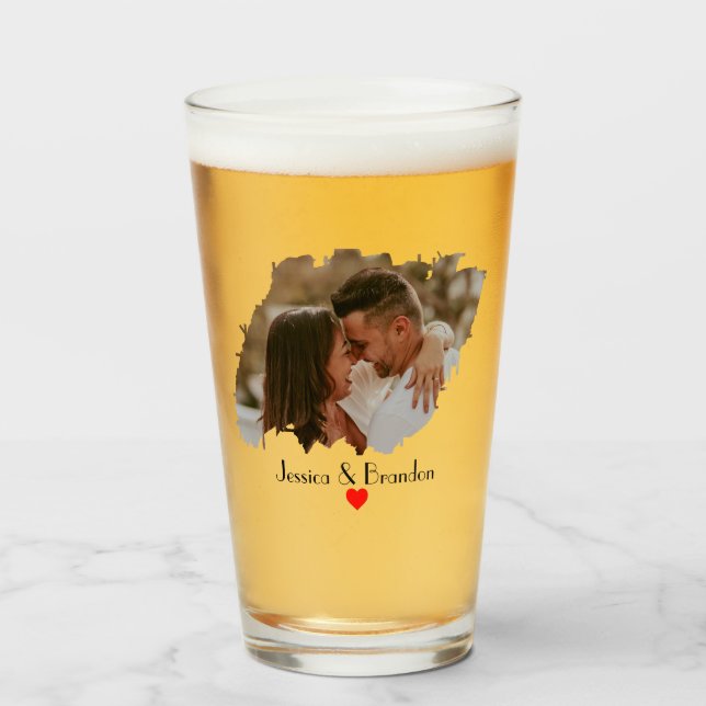 Personalized Modern Photo Beer Glass - Unique Gift (Front Filled)