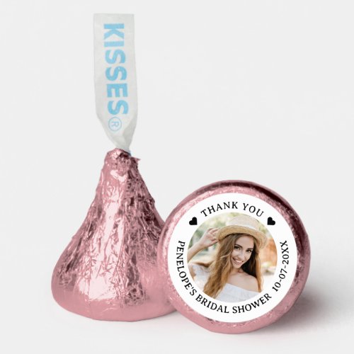 Personalized modern photo bridal shower thank you  hersheys kisses