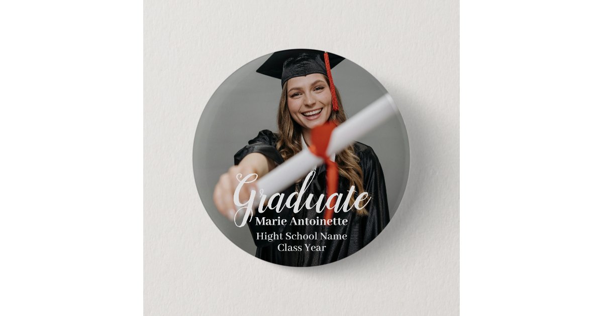 Personalized Modern Photo Graduation Button | Zazzle
