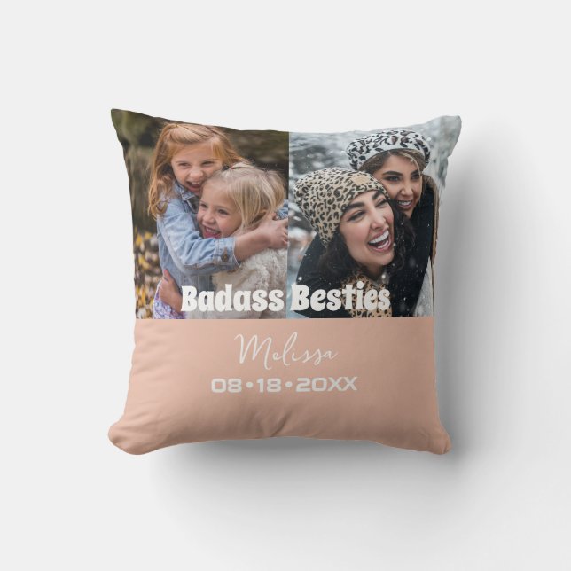 Personalized Modern Photo Keepsake Throw Pillow (Front)