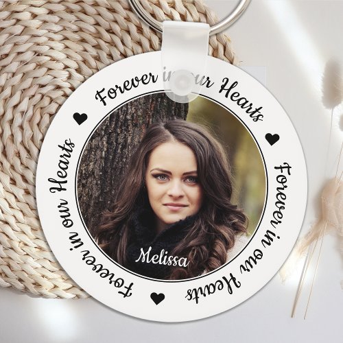 Personalized Modern Photo Remembrance Memorial Keychain