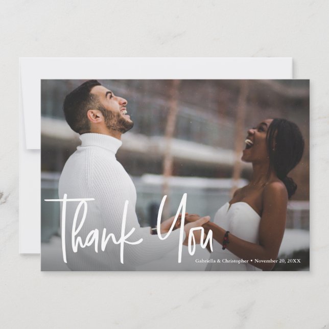 Personalized Modern Photo Wedding Thank You Card (Front)