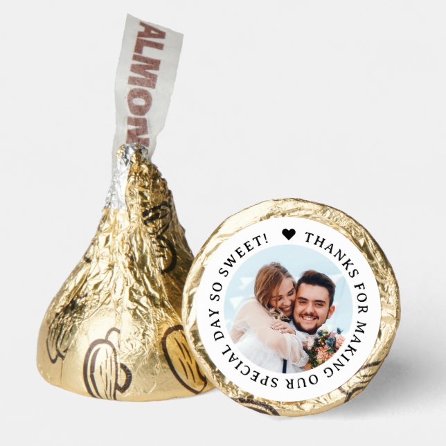 Personalized modern photo wedding thank you  hershey®'s kisses® (Front)