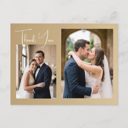 Personalized Modern Photo Wedding Thank You Postcard