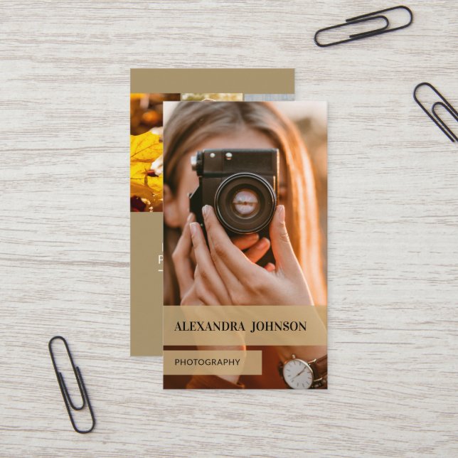 Personalized & Modern Photographer Business Card (Front/Back In Situ)