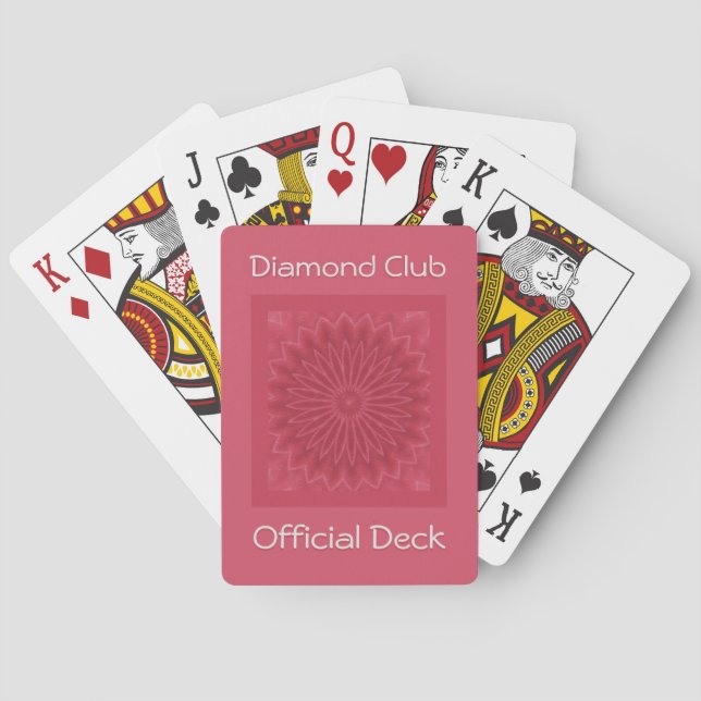 Personalized Modern Pink Abstract Flower Art Print Poker Cards (Back)