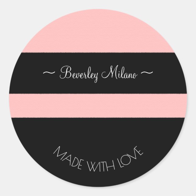 Personalized Modern Pink and Black Stickers (Front)