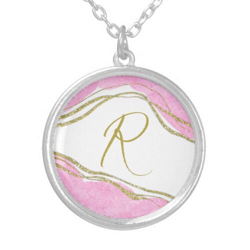 Personalized Modern pink and gold necklace