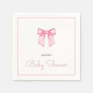 Personalized Modern Pink Bow Baby Shower Napkins