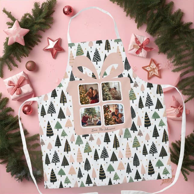 Personalized Modern Pink Christmas  Apron (Creator Uploaded)