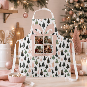 Personalized Modern Pink Christmas Apron
