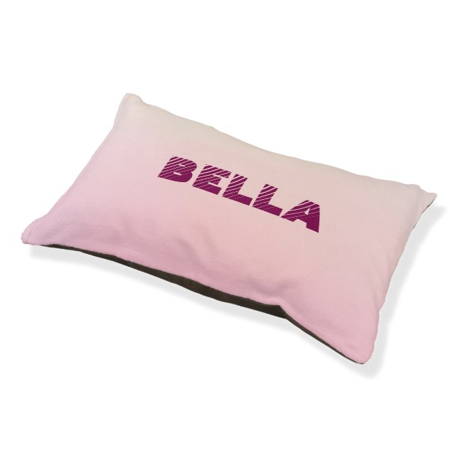 Personalized Modern Pink Dog`s Name  Pet Bed (Angled)