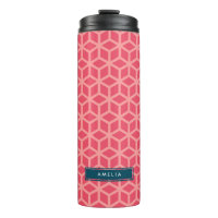 Personalized Modern Pink Geometric Monogram Thermal Tumbler
