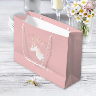Personalized Modern Pink Magical Unicorn Large Gift Bag