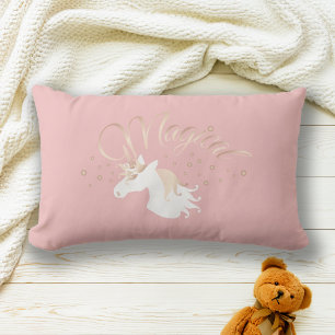 Personalized Modern Pink Magical Unicorn Lumbar Pillow