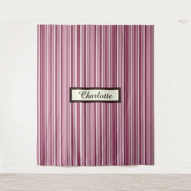 Personalized Modern Pink Mauve Vertical Stripes   Tapestry (Front)