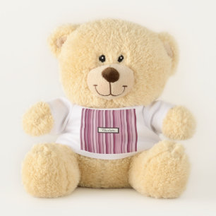 Personalized Modern Pink Mauve Vertical Stripes  Teddy Bear