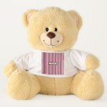 Personalized Modern Pink Mauve Vertical Stripes  Teddy Bear