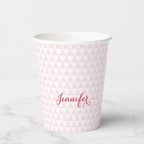 Personalized Modern Pink Pattern Elegant Monogram Paper Cups