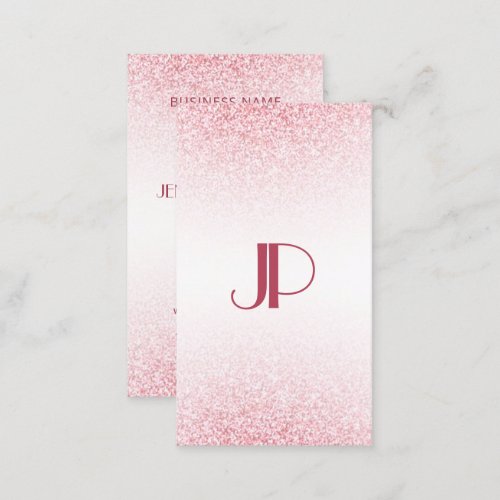 Personalized Modern Pink Rose Gold Glitter Business Card