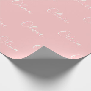 Personalized Modern Pink Script Name Wrapping Paper