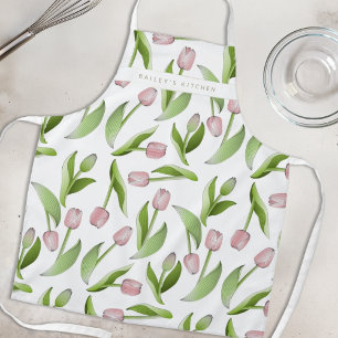 Personalized Modern Pink Tulip Apron