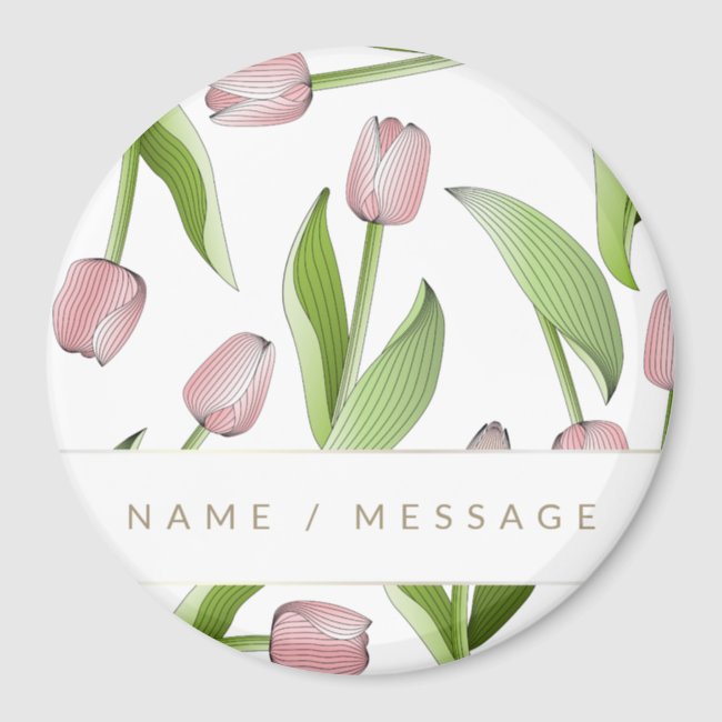 Personalized Modern Pink Tulip Floral